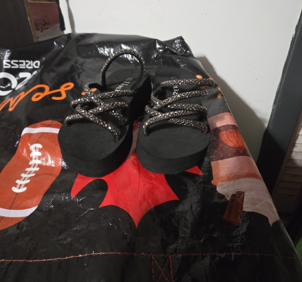 Link Black Kids Sandals with Sparkle Braided Straps